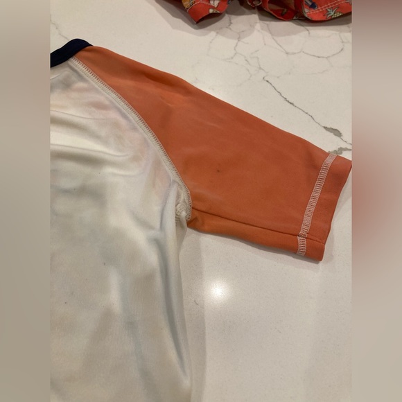 Toddler boy old navy rash guard swim trunks orange white surfer crab beach set - Picture 11 of 13